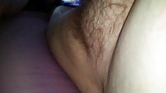 my wife with hairy pussy turns her hairy asshole to me