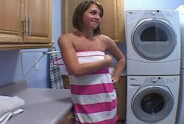 naked and doing laundry