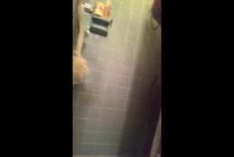 Sexy chubby ebony college girl taking a nice shower: beautiful ass
