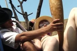 granny outdoor fucked with huge turnip