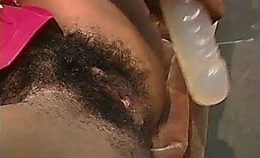Hairy Ebony Babe Masturbating