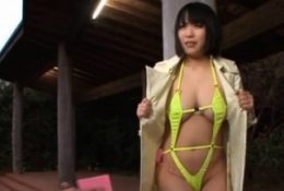 Lovable nipponese Yuki Maeda with round tits fucks her cuch