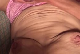 Milf Wife Jerks Cock (full body view her)Small Cum shot on Pink Lace Panty