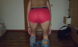 Teenager Sagging In Skinny Jeans W Red Armani Boxerbriefs (…