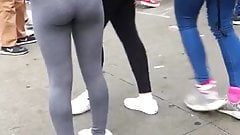 Candid perfect teen ass grey leggings