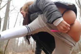 french teen in public forest want fuck her pussy
