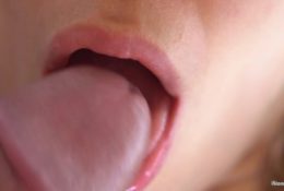 Her Sensual Lips & Tongue Make Him Cum In Mouth, Super Closeup 4K
