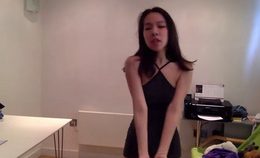 Horny Asian Girlfriend Dances, Strips And Masturbates.