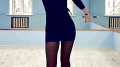 18 Years Old Russian Teen Dancing with blue tight dress