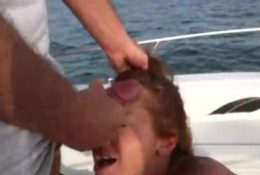 Young wife blows husbands friend in the middle of a boat party (CUMSHOT)