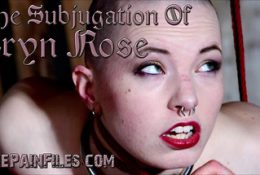 Bald submissive Erynn Rose suspension bondage and tied up