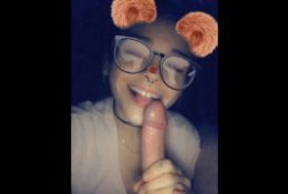 Snapchat filter cutie sucks cock in public