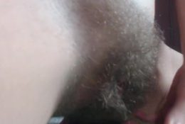 Super hairy girl shows how long her pussy hairs in different poses